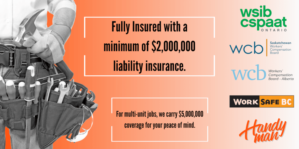 Fully insured with a minimum of $2,000 liability insurance